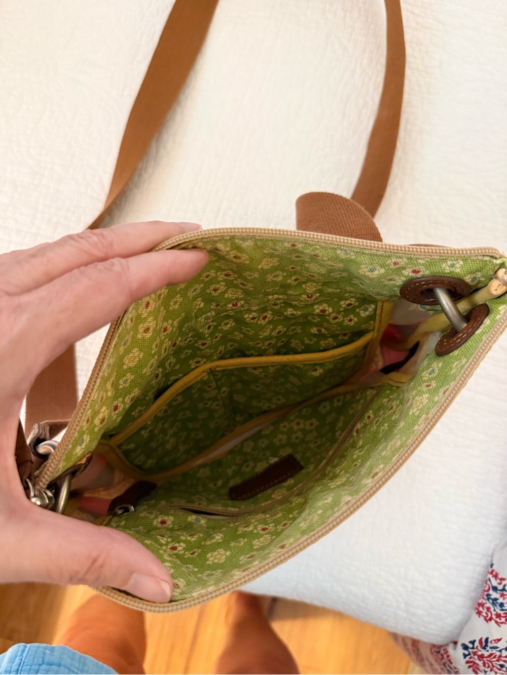Vintage Fossil Green & Multicolor Crossbody Shoulder Bag - Picture 3 of 8